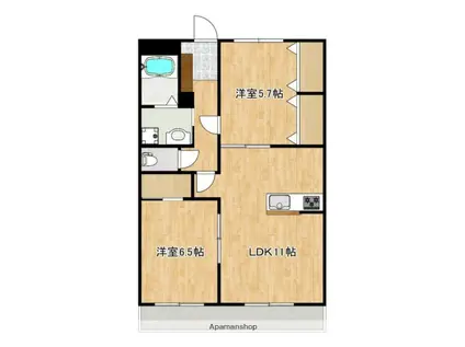 クロノス52鶴羽田(2LDK/1階)の間取り写真