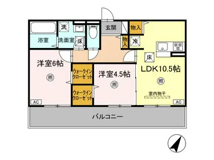  D-ROOM長嶺西 (2LDK/1階)の間取り写真