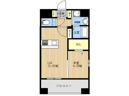 LIBTHマーレ平成Ⅱ(1LDK/10階)の間取り写真