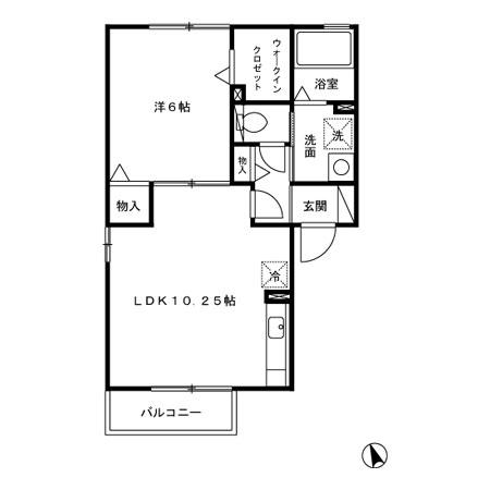 ヴィラクレストⅡ(1LDK/2階)の間取り写真