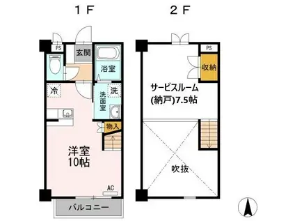 チェリースメル(ワンルーム/1階)の間取り写真