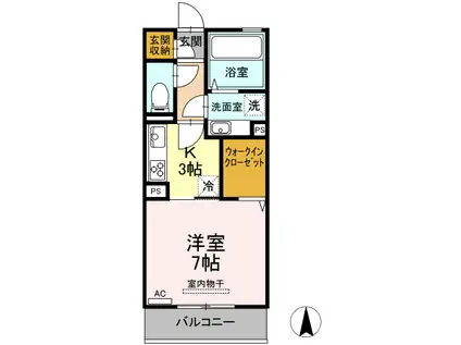 熊本県上益城郡嘉島町 3階建 築6年(1K/2階)の間取り写真