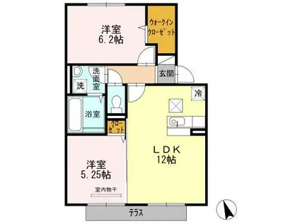 シャルマン A棟(2LDK/1階)の間取り写真