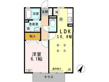 ヴェルドミール山ノ神Ⅱ A棟(2DK/1階)の間取り写真