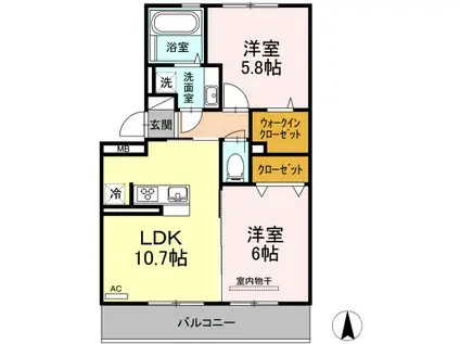 メゾン・ド・平田(2LDK/3階)の間取り写真