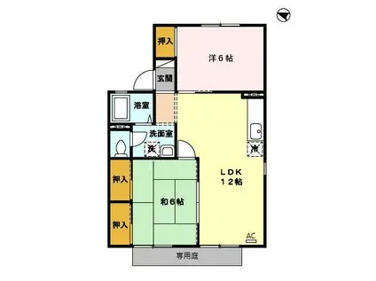 エスボワールB(2LDK/1階)の間取り写真