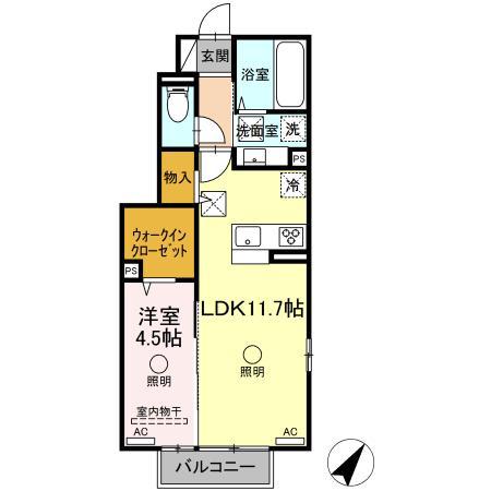 パーシモンハイツ(1LDK/1階)の間取り写真