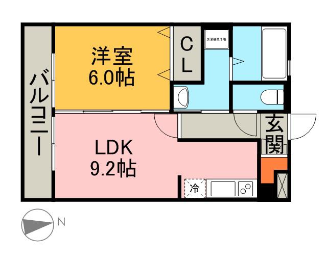 メゾン木棉葉(1LDK/1階)の間取り写真