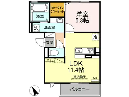 ブルーム(1LDK/2階)の間取り写真