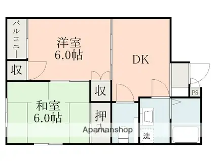 コーポ・サンズ(2DK/2階)の間取り写真
