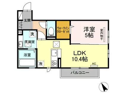 グランシャリオ須屋II(1LDK/1階)の間取り写真