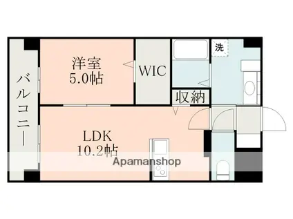 ハイマート龍田(1LDK/4階)の間取り写真