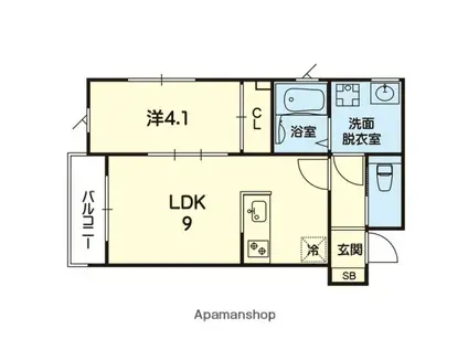 セブンピース(1LDK/1階)の間取り写真