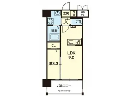 ドノーレ熊本駅東(1LDK/10階)の間取り写真