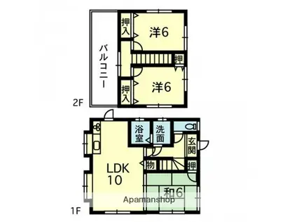 熊本電気鉄道 熊本高専前駅 徒歩6分 2階建 築29年(3LDK)の間取り写真