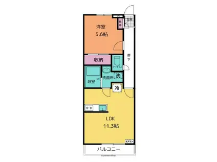 PEACEFUL THIRD(1LDK/2階)の間取り写真