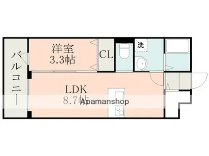 ラ・シック嘉島Ⅳ(1LDK/3階)の間取り写真