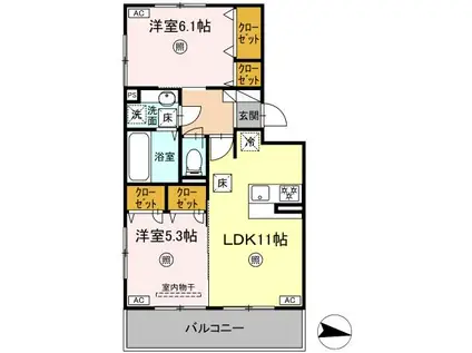 コートドール7(2LDK/1階)の間取り写真