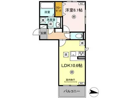 コートドール7(1LDK/1階)の間取り写真