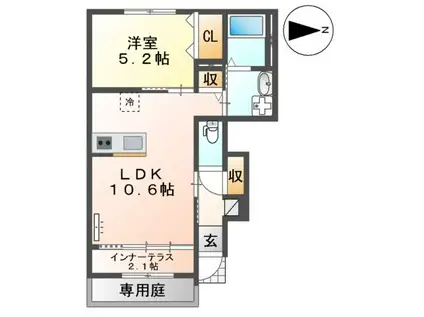 フレグラント・オリーヴ(1LDK/1階)の間取り写真