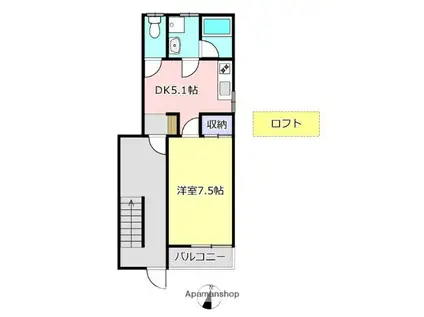 ROUTE3(1DK/2階)の間取り写真