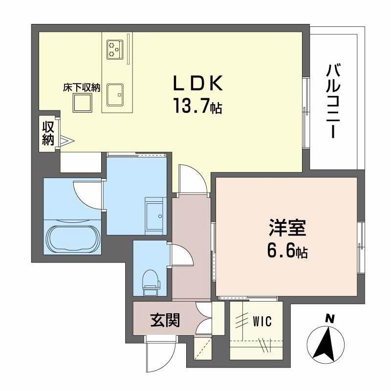 リヴィエール国府(1LDK/1階)の間取り写真