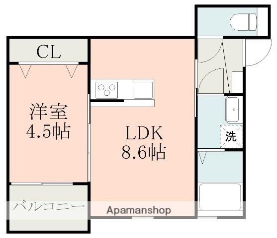 フォレスト渡鹿(1LDK/3階)の間取り写真