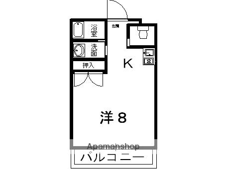 ノブハウスⅢ(ワンルーム/1階)の間取り写真
