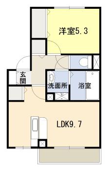 バンブーⅡ(1LDK/1階)の間取り写真
