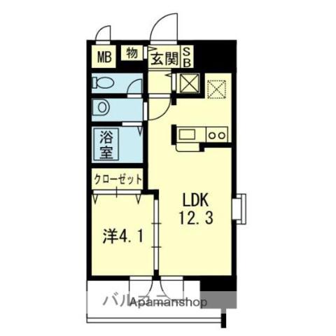 ライズ熊大病院前2(1LDK/9階)の間取り写真
