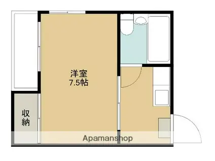 Mビル(1K/2階)の間取り写真