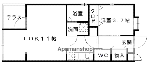 テラーサ参番館(1LDK/2階)の間取り写真