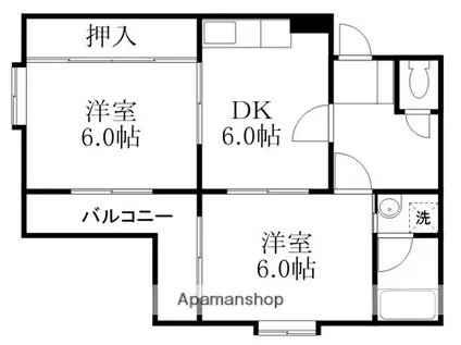 迎町レジデンス(2DK/2階)の間取り写真