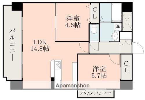 エルフィナ八王寺B棟(2LDK/8階)の間取り写真