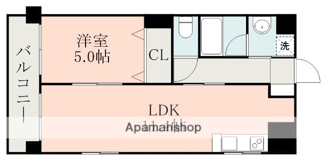 新屋敷エクシード(1LDK/3階)の間取り写真