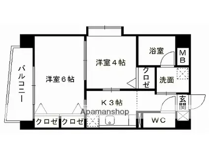 ビルド・ケアⅡ(2K/2階)の間取り写真