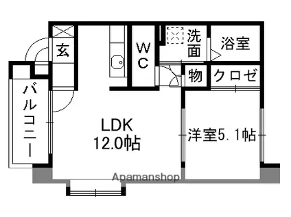 ステージア12C棟(1LDK/2階)の間取り写真
