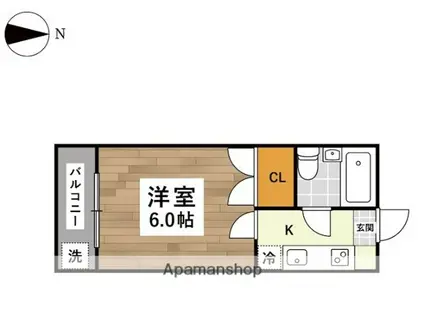 プライマリー熊大前(1K/1階)の間取り写真