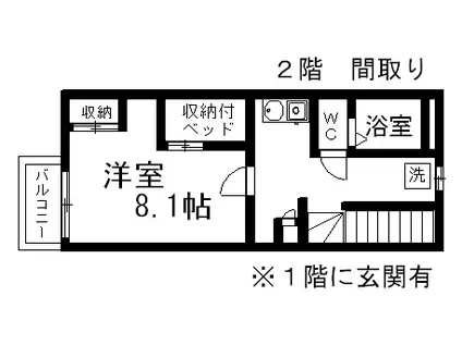 レオパレスNAKANOHARA(1K/2階)の間取り写真