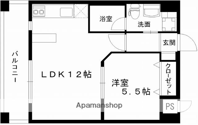 レジディア熊本辛島(1LDK/12階)の間取り写真