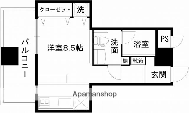 レジディア熊本辛島(ワンルーム/10階)の間取り写真