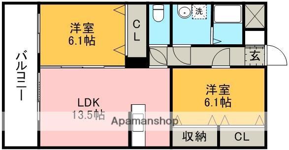 オリエンス八反田(2LDK/4階)の間取り写真