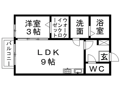 モナリエ池田(1LDK/1階)の間取り写真