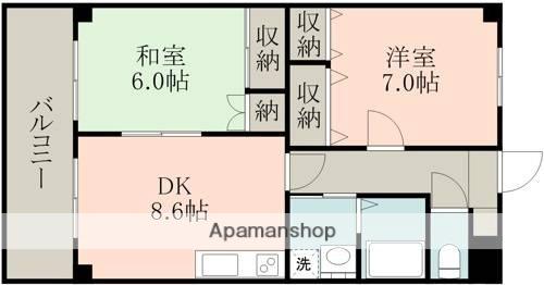 エターナル雅(2DK/4階)の間取り写真