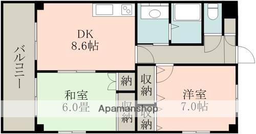 エターナル雅(2DK/3階)の間取り写真