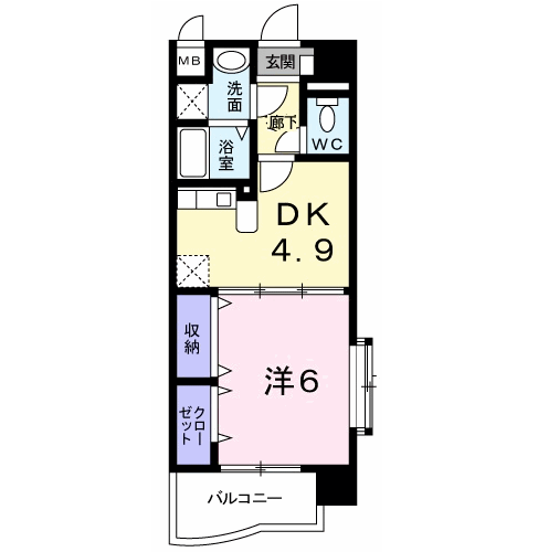レルベ保田窪(1DK/2階)の間取り写真