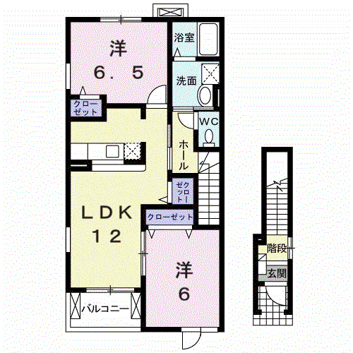 グリーンヴィレッジ(2LDK/2階)の間取り写真