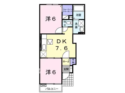 ソレイユⅣ(2DK/1階)の間取り写真