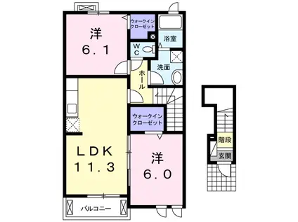 アベニュー(2LDK/2階)の間取り写真