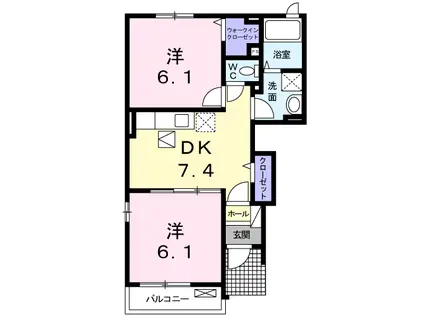 アベニュー(2DK/1階)の間取り写真